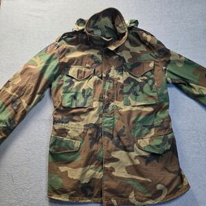 Vintage US Military M-65 Field Jacket Woodland Camo Medium Long DLA100-84-C-0721